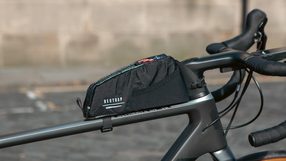 The Restrap Top Tube Bag Short on a bike