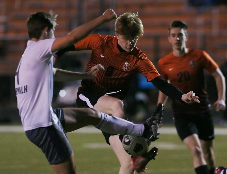 Ethan Sigurdsson's biggest asset for the Ames boys soccer team is his tremendous leg stength.