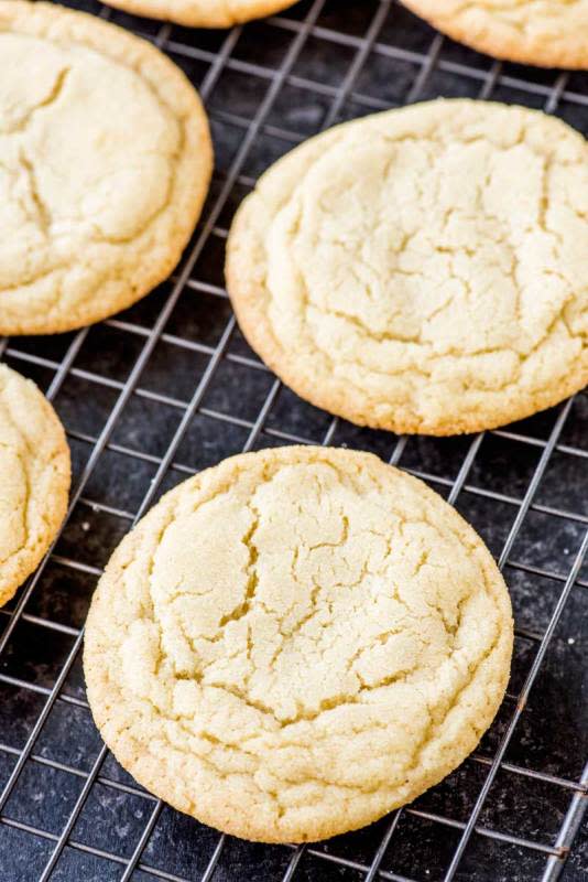<p>Homemade Hooplah</p><p>The perfect soft and chewy sugar cookies: just the right amount of softness with a tiny bit of chewiness and a buttery vanilla taste. Simple and easy recipe.</p><p><strong>Get the recipe: <a href="https://homemadehooplah.com/soft-and-chewy-sugar-cookies/" rel="nofollow noopener" target="_blank" data-ylk="slk:Soft and Chewy Sugar Cookies;elm:context_link;itc:0;sec:content-canvas" class="link rapid-noclick-resp"><em>Soft and Chewy Sugar Cookies</em></a></strong></p>
