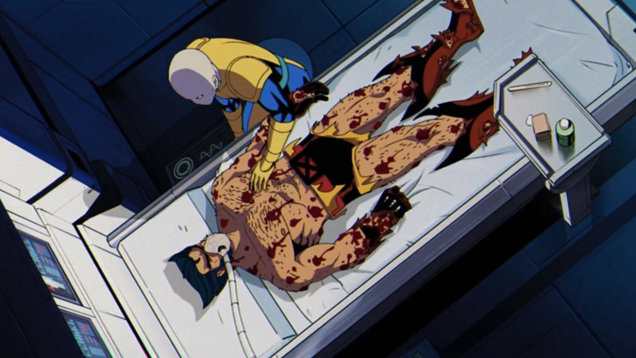  Injured Wolverine on bed with Morph by his side in X-Men '97 Season 1 finale. 
