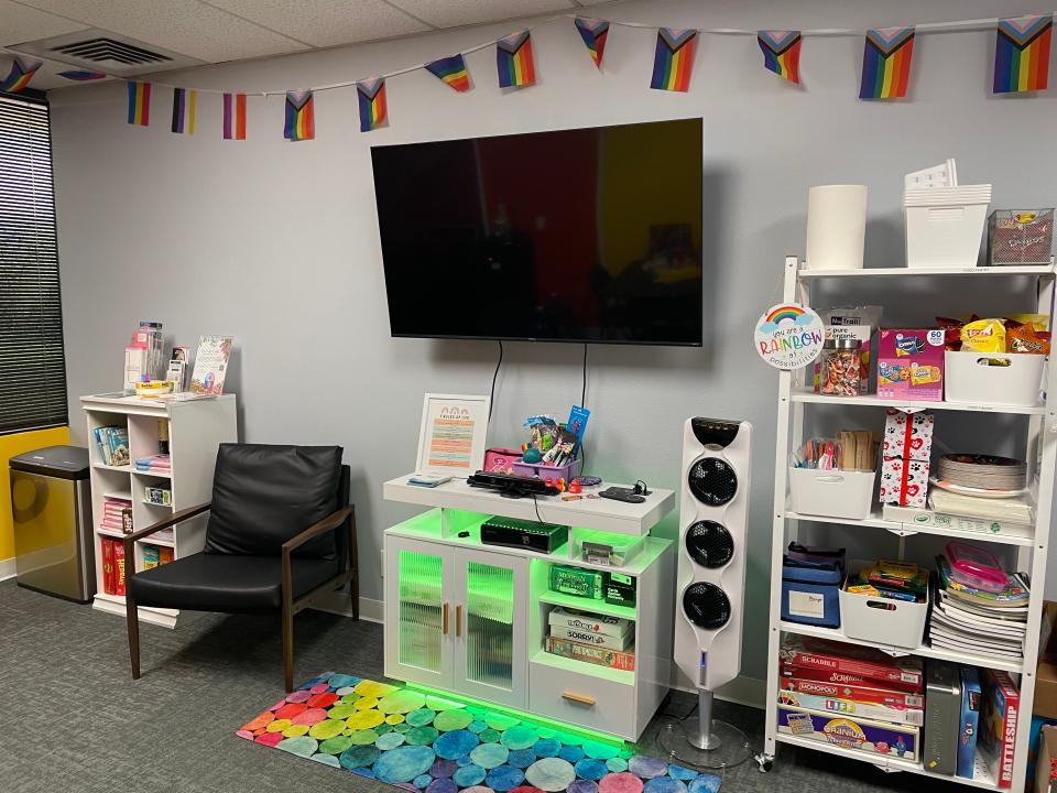 Board games, snacks, school supplies and other items are available at the Marsha P. Johnson LGBTQ+ Youth Drop-In Center.