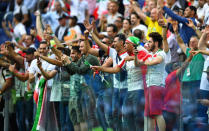 Soccer Football - World Cup - Group B - Morocco vs Iran - Saint Petersburg Stadium, Saint Petersburg, Russia - June 15, 2018 Iran fans celebrate victory after the match REUTERS/Dylan Martinez