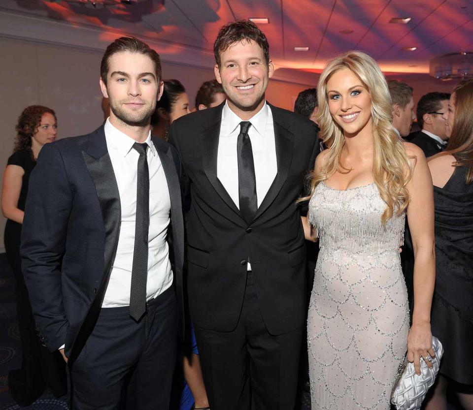 Tony Romo ( C) poses with Candice Crawford (R) and Chace Crawford (L) at the TIME/PEOPLE/FORTUNE/CNN White House Correspondents' Association Dinner Cocktail Party at the Hilton Hotel on April 28, 2012 in Washington, DC