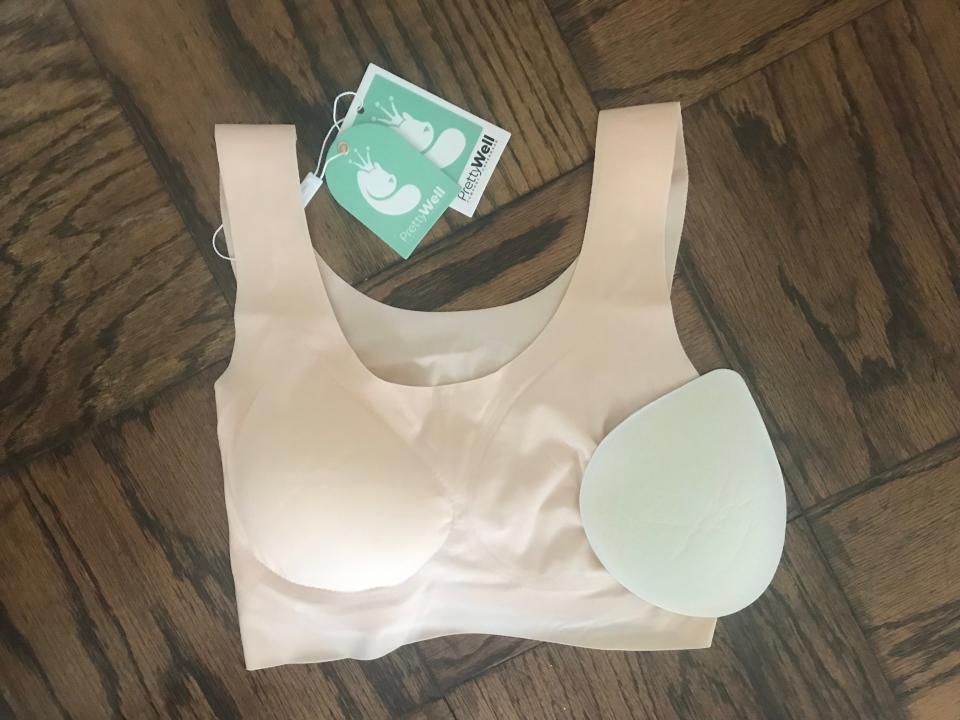 The Prettywell Sleep Bra shown without one of its removable pads.