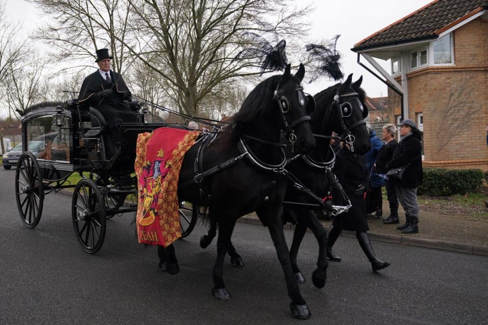 The funeral cortege for Ms Croucher (PA Wire)