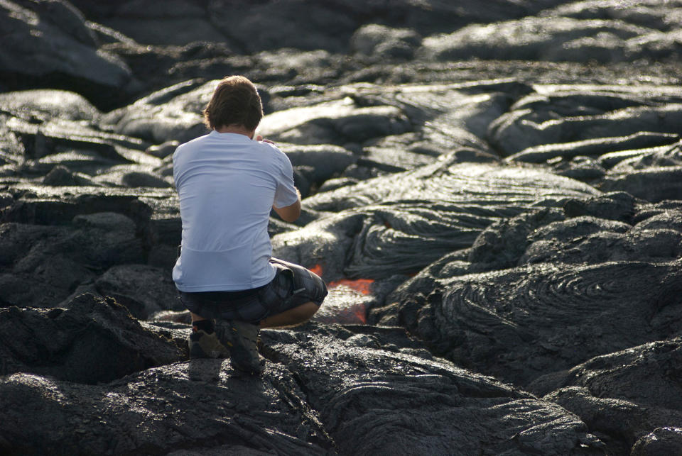 Lava from Hawaii’s volcano, Kilauea, oozes into the ocean