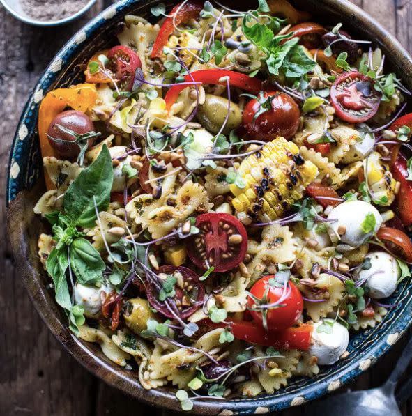 <strong>Get the <a href="https://www.halfbakedharvest.com/everything-but-the-kitchen-sink-pasta-salad/" target="_blank" rel="noopener noreferrer">Everything But The Kitchen Sink Pasta Salad recipe</a> from Half Baked Harvest</strong>