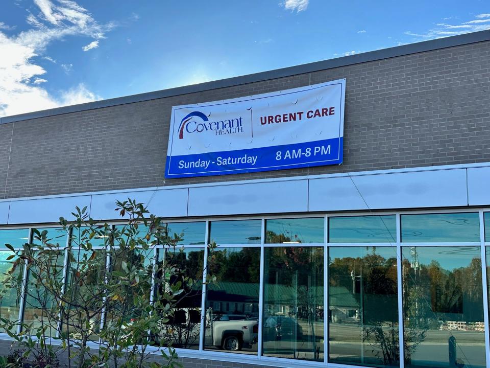 Covenant Health Urgent Care hours of operation sign on October 23, 2023.