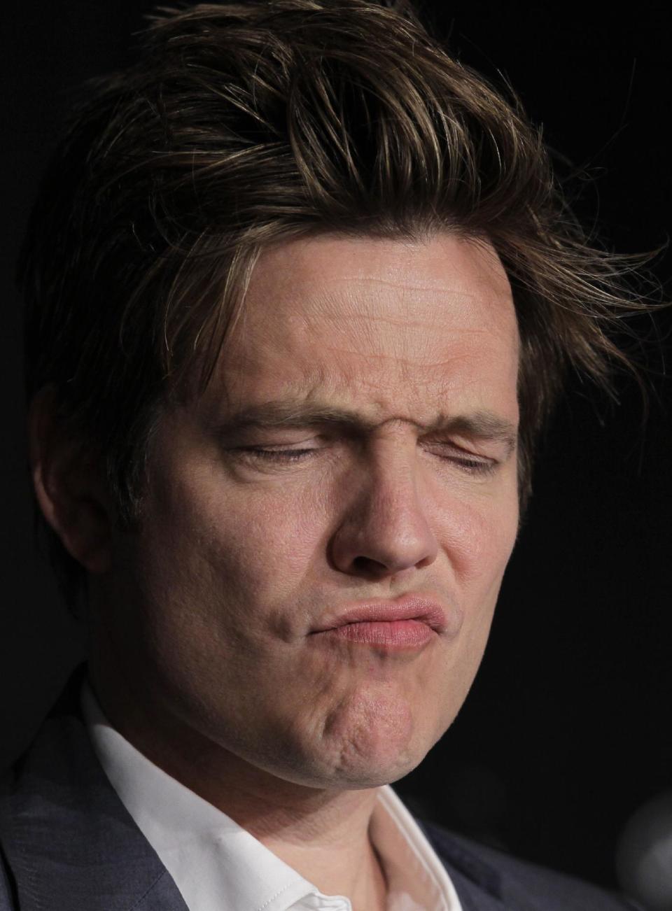 Director Thomas Vinterberg listens to question during a press conference for The Hunt at the 65th international film festival, in Cannes, southern France, Sunday, May 20, 2012. (AP Photo/Francois Mori)