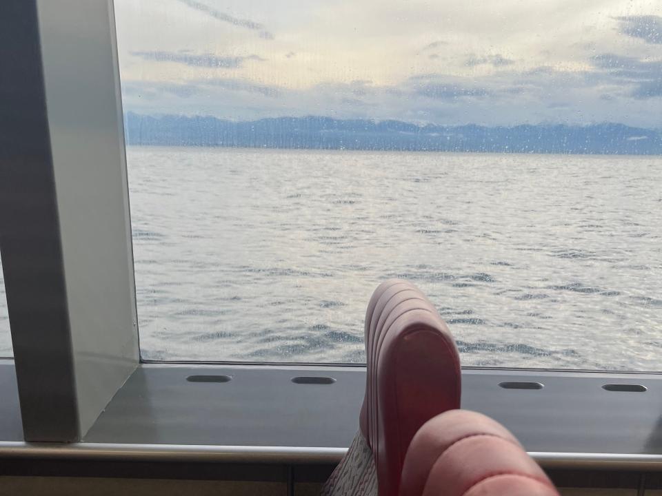 view from an economy window seat on the victoria clipper ferry