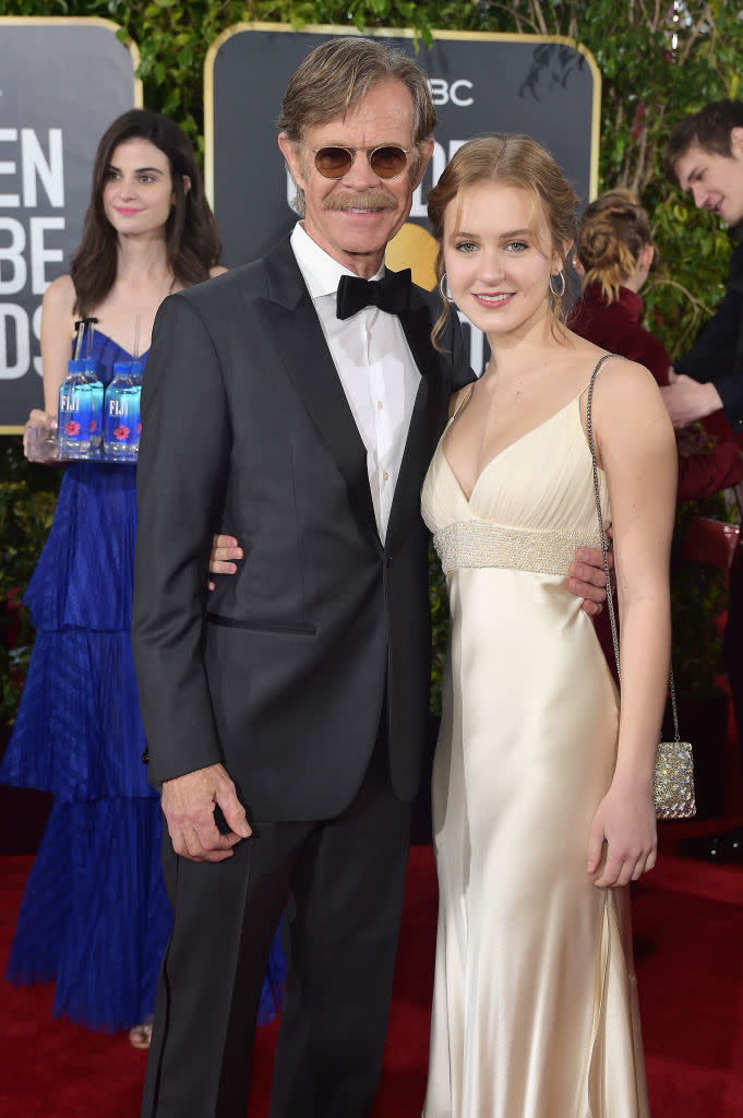 William H. Macy and Sofia Grace Macy and FIJI Water once again in the background. Source: Stefanie Keenan/Getty Images