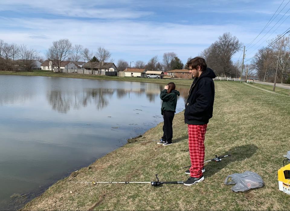 Matthew Danz, 19, and his girlfriend took advantage of a balmy Sunday afternoon on March 5, 2023, to fish at a neighborhood pond in Crossfield.