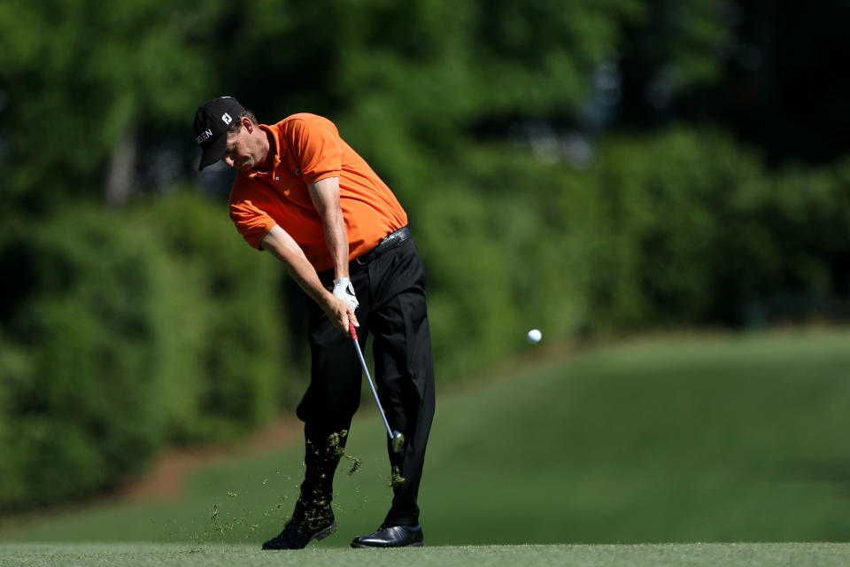 AUGUSTA, GA - APRIL 07: Anders Hansen of Denmark hits shot from the fifth fairway during the third round of the 2012 Masters Tournament at Augusta National Golf Club on April 7, 2012 in Augusta, Georgia. (Photo by Andrew Redington/Getty Images)