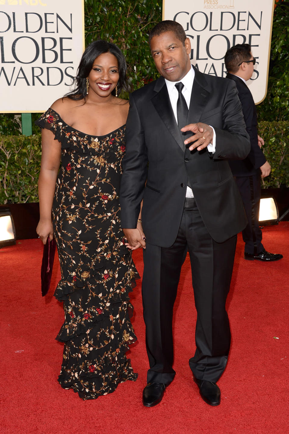 Denzel Washington (L) and Pauletta Washington arrive at the 70th Annual Golden Globe Awards at the Beverly Hilton in Beverly Hills, CA on January 13, 2013.