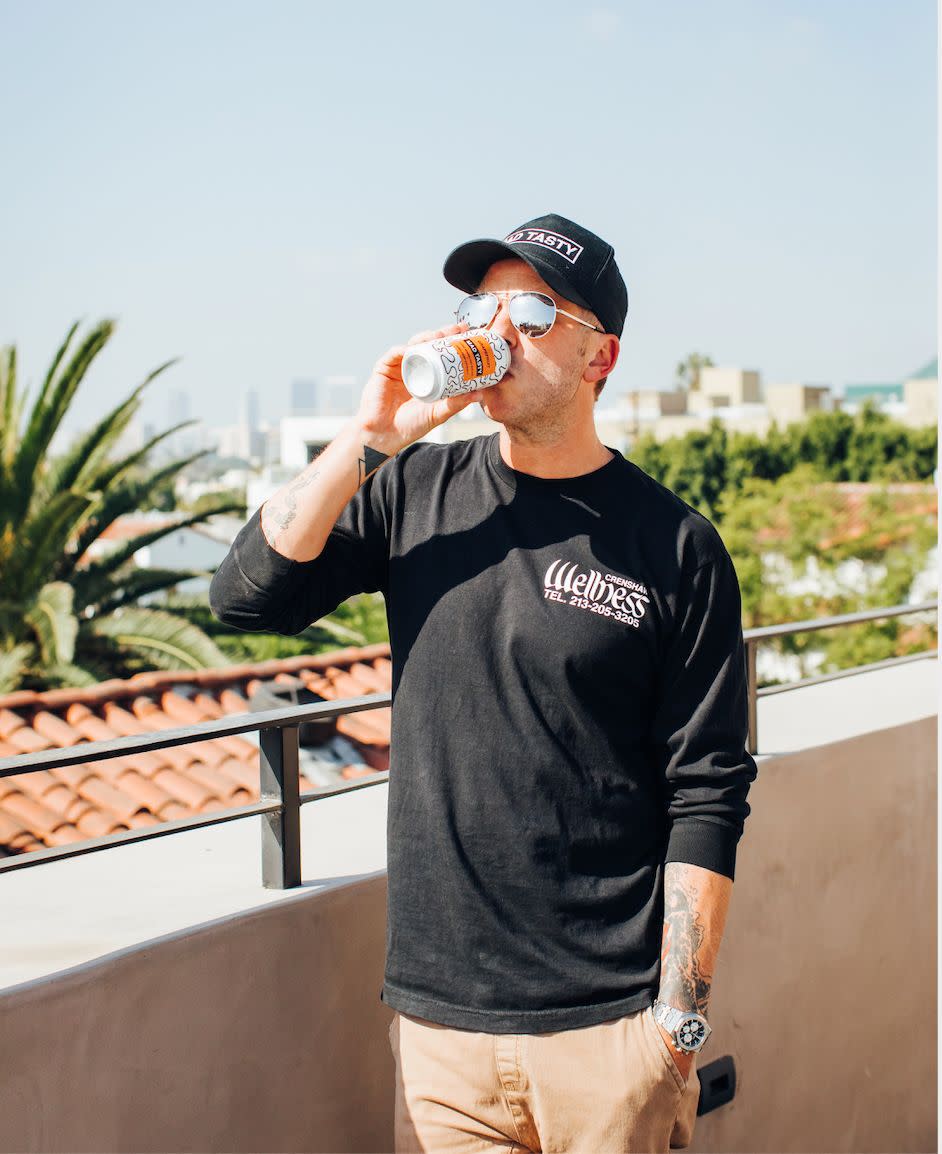 OK, so while some celebrities seem a little weird about actually being seen with their product, One Republic singer Ryan Tedder has no problem doing that with his <a href="https://madtasty.com/our-product/" target="_blank" rel="noopener noreferrer">hemp-infused sparkling water</a>. Look, he's actually drinking it. What an endorsement!