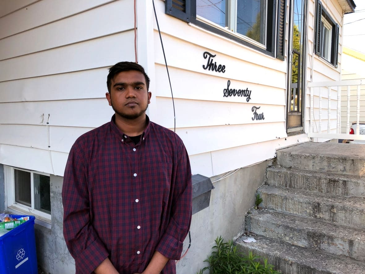 Chinmoy Kar Victor is an international student who arrived in Sudbury, Ont., in May. He quickly realized the bedroom in the house he rented was not what he saw in online pictures. (Angela Gemmill/CBC - image credit)