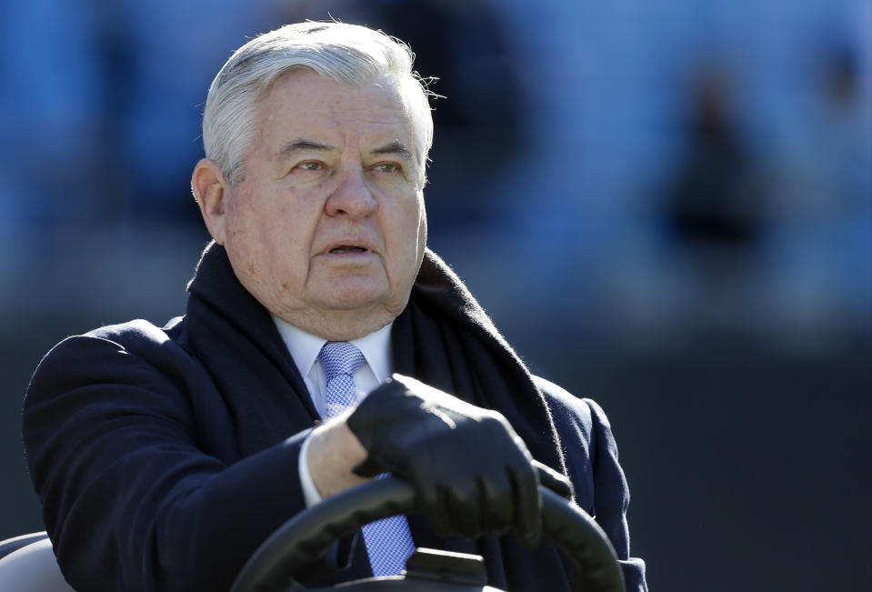 Carolina Panthers owner Jerry Richardson put the team up for sale after multiple allegations of sexual misconduct in the workplace and at least one instance of racial misconduct. (AP)