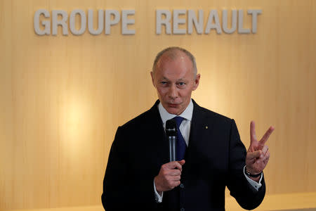 Thierry Bollore, newly-appointed Chief Executive Officer of Renault, attends a news conference after French carmaker Renault's board of directors meeting in Boulogne-Billancourt, near Paris, France, January 24, 2019. REUTERS/Philippe Wojazer