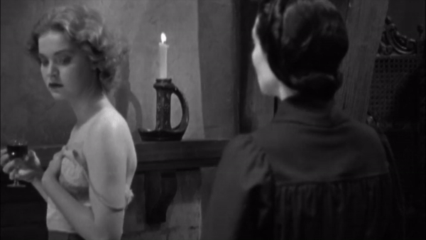 The lesbian subtext of this scene between the Countess and one of her victims challenged the censorship of the times.