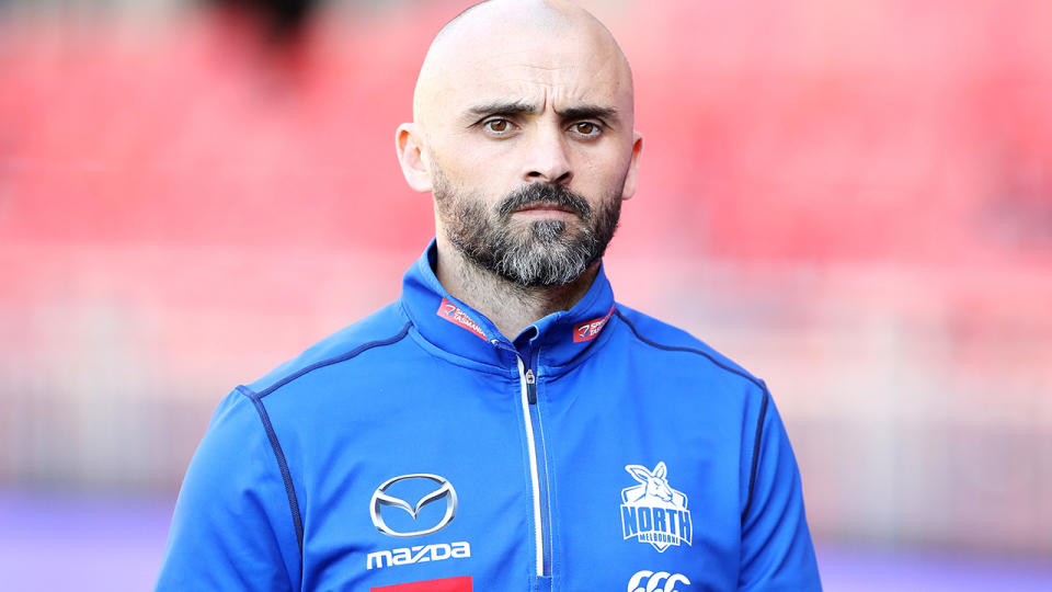 Rhyce Shaw, pictured here before North Melbourne's clash with GWS in Sydney.