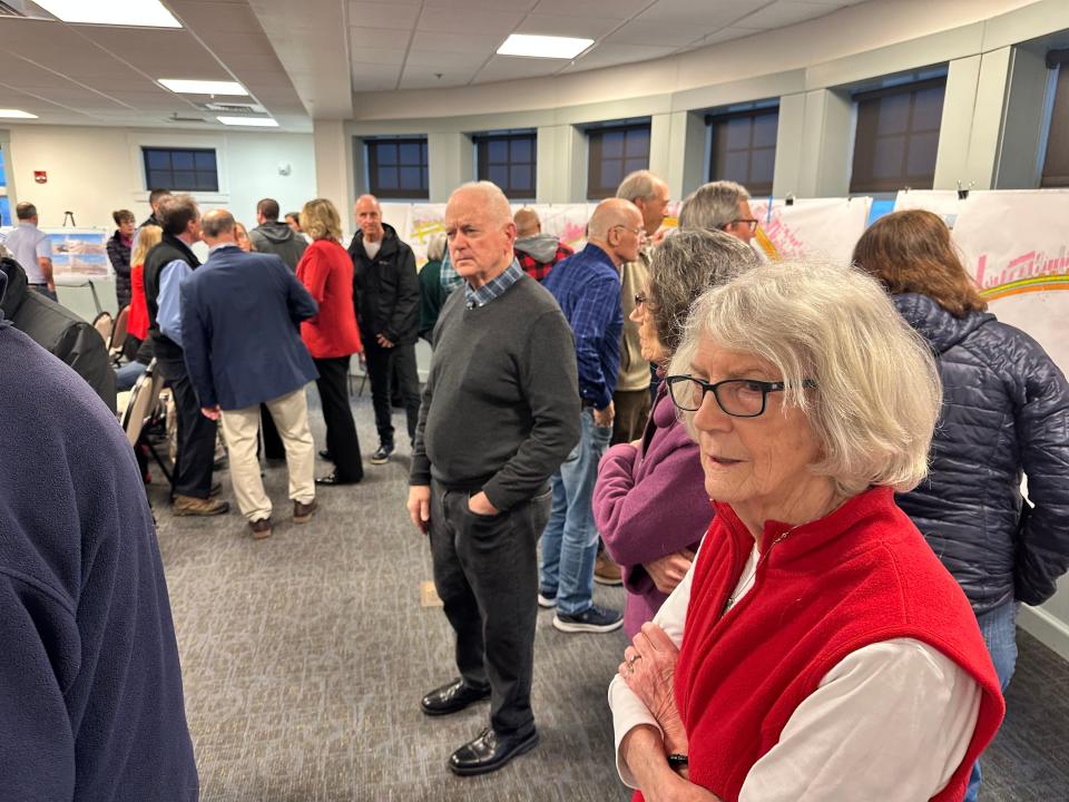 Hampton Beach Area Commission Chair Nancy Stiles at a meeting Tuesday with state officials where proposed plans for a reconstruction of Ocean Boulevard were presented to the public.