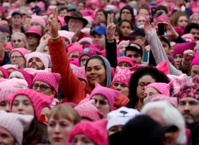 People gather for the Women's March in Washington, January 21, 2017. REUTERS/Shannon Stapleton