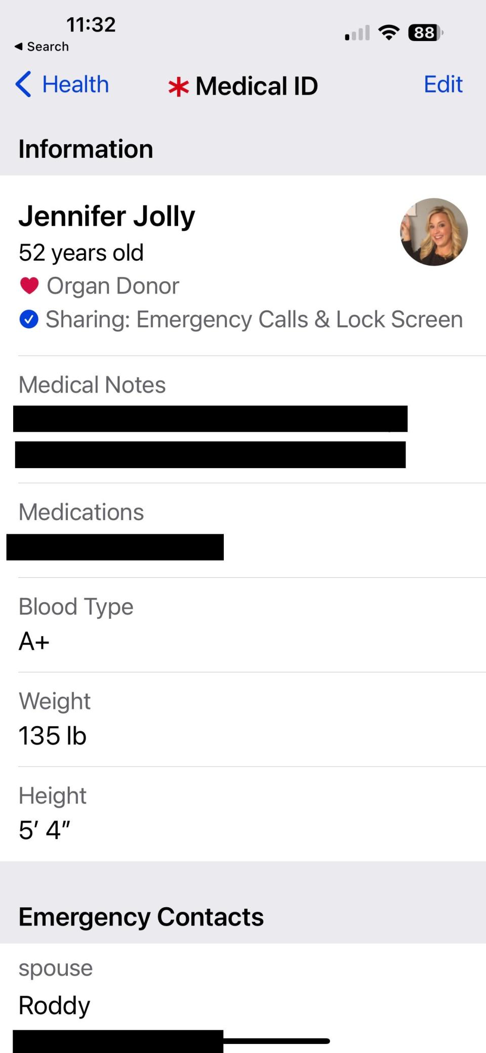 You can set up your Medical ID and Emergency Contacts in Apple’s Health app (iOS) to automatically share critical information like medical conditions, allergies, and medications with emergency responders.