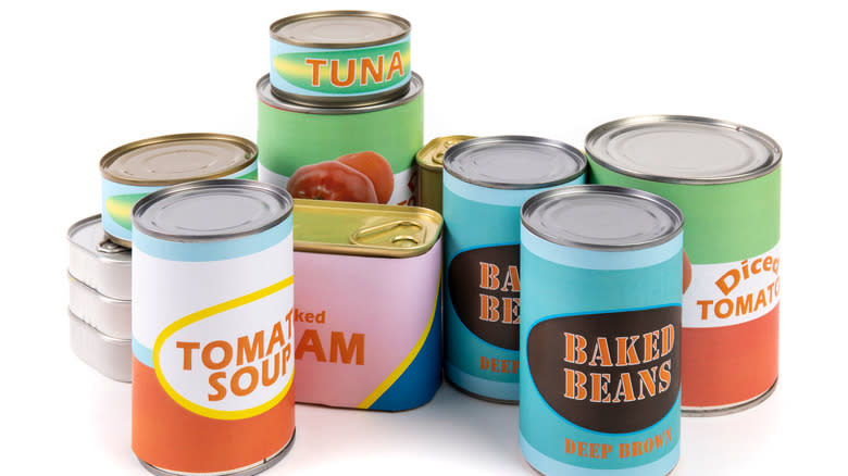 assortment of canned food