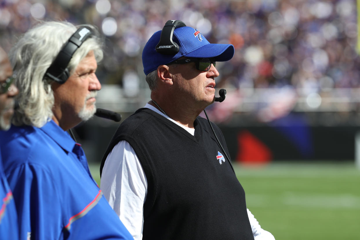 BALTIMORE, MD - SEPTEMBER 11: Head Coach Rex Ryan of the Buffalo Bills looks on against the Baltimore Ravens in the second half of the game at M&T Bank Stadium on September 11, 2016 in Baltimore, Maryland. (Photo by Rob Carr/Getty Images)