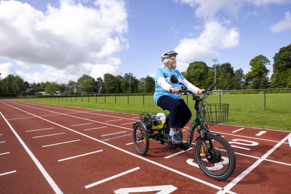 Ellison Hudson is cycling 84 miles to mark her 84th birthday (Martin Shields/Mary’s Meals/PA) (PA Media)