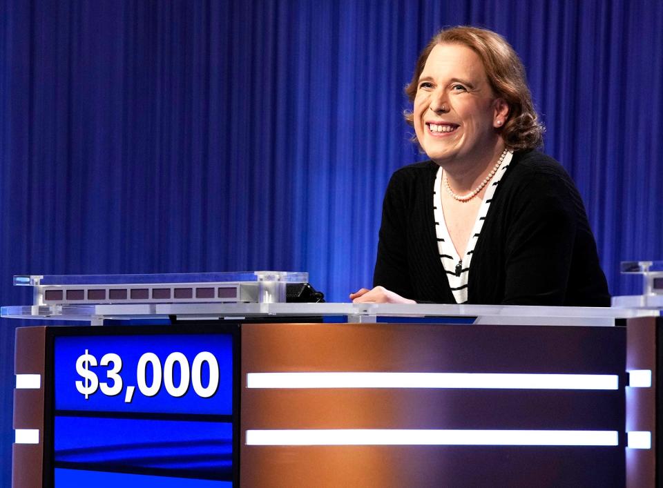 "Jeopardy!" champ Amy Schneider continued her winning streak Monday, Jan. 24, 2022.