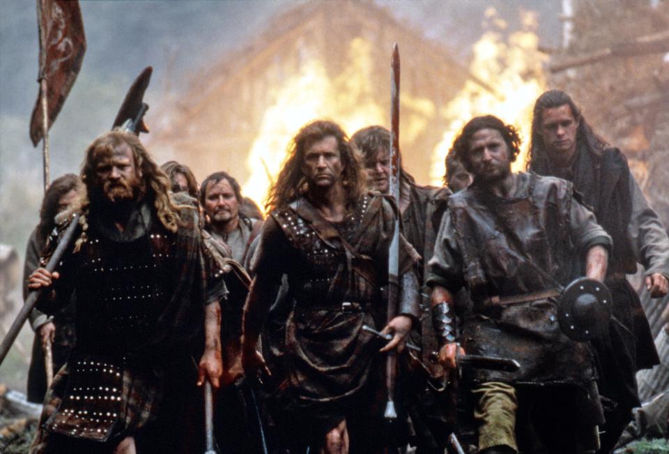 Front, from left: Brendan Gleeson, Mel Gibson and David O’Hara in ‘Braveheart’ (1995) - Credit: Everett Collection