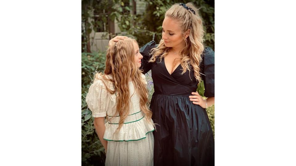 Georgia and her daughter posing with matching hair