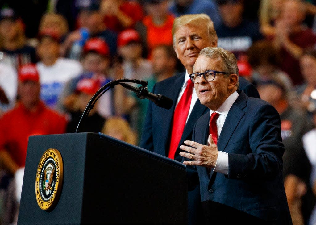 Gov. Mike DeWine isn't committing to a pick for president or Ohio Senate.