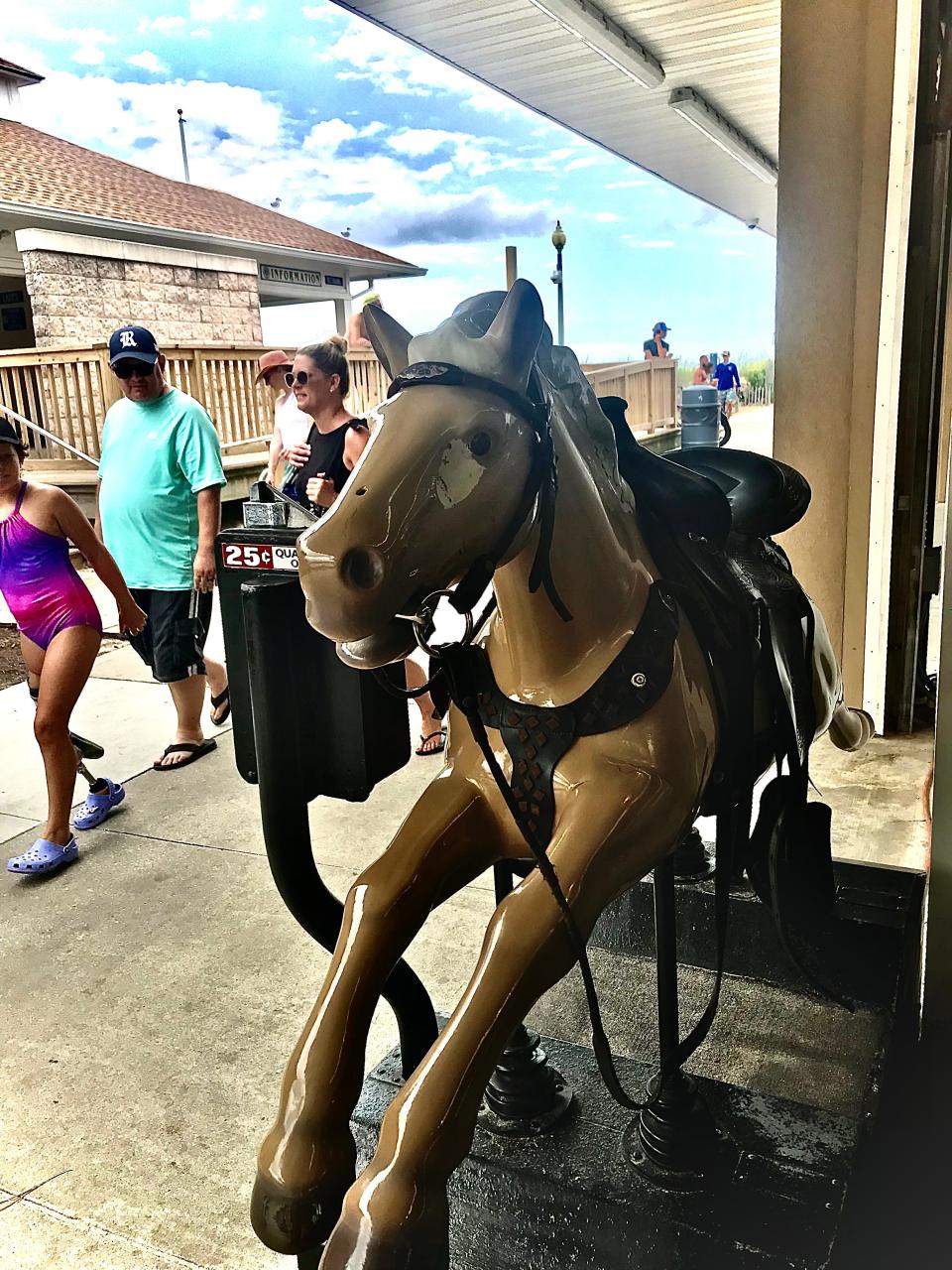 Kids only, please. Even though the maximum weight on the coin-operated horse ride at Funland in Rehoboth Beach, is 50 pounds, adults sometimes try to get on Champion. 8/1/2023