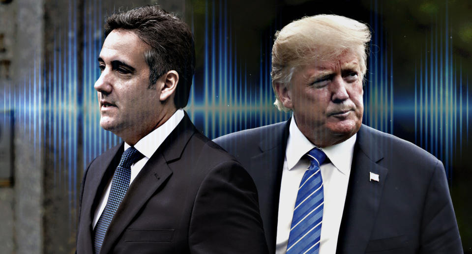 Michael Cohen and Donald Trump (Photo illustration: Yahoo News; photos: Don Emmert/AFP/Getty Images, Joshua Roberts/Reuters, iLexx/Getty Images)