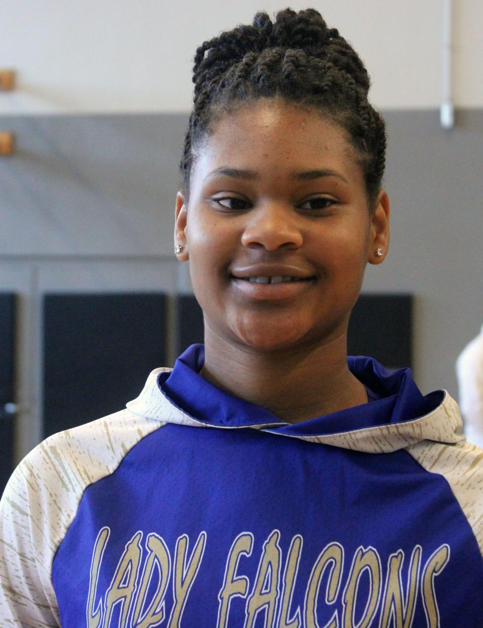 Menendez girls basketball's Kali Harris is pictured at High School 9:12 Basketball Media Day.