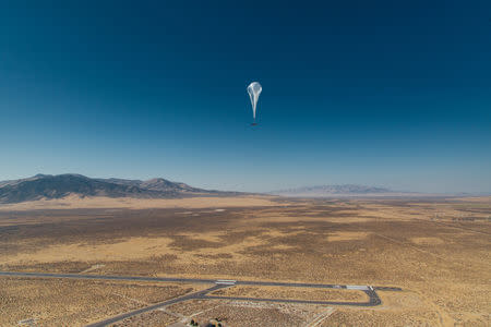 Undated handout photo of a Project Loon balloon en route to Puerto Rico from Nevada. REUTERS/Google/Handout