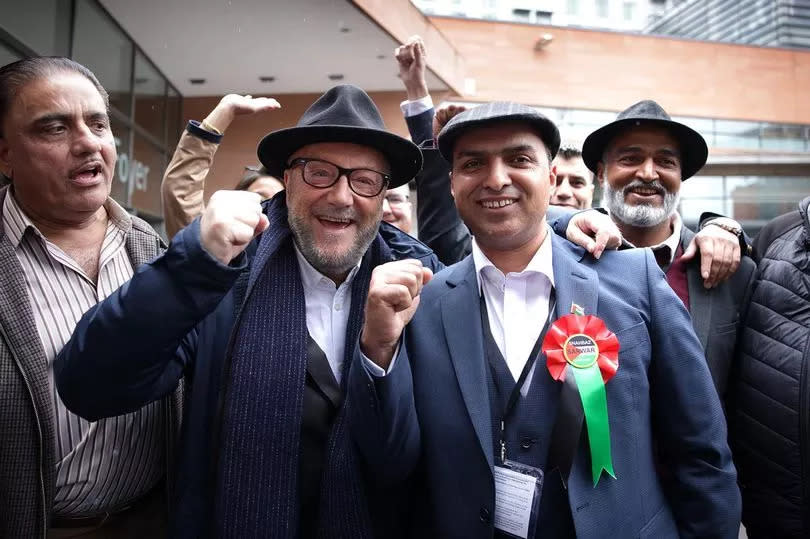 Rochdale MP George Galloway and Workers Party councillor Shahbaz Sarwar who won in Longsight