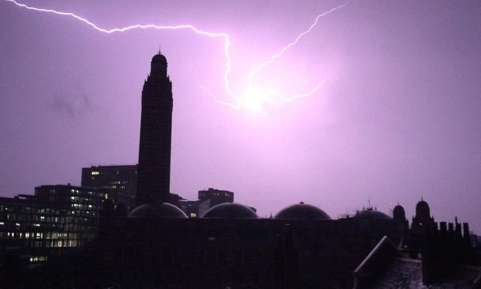 Lightning flashes over the tower of Westminster Cathedral (Adam Peck/PA) (PA Archive)