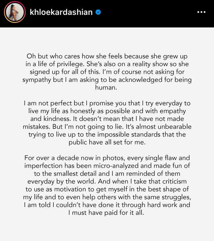 Khloe Kardashian’s message about body imageKhloe Kardashian/Instagram