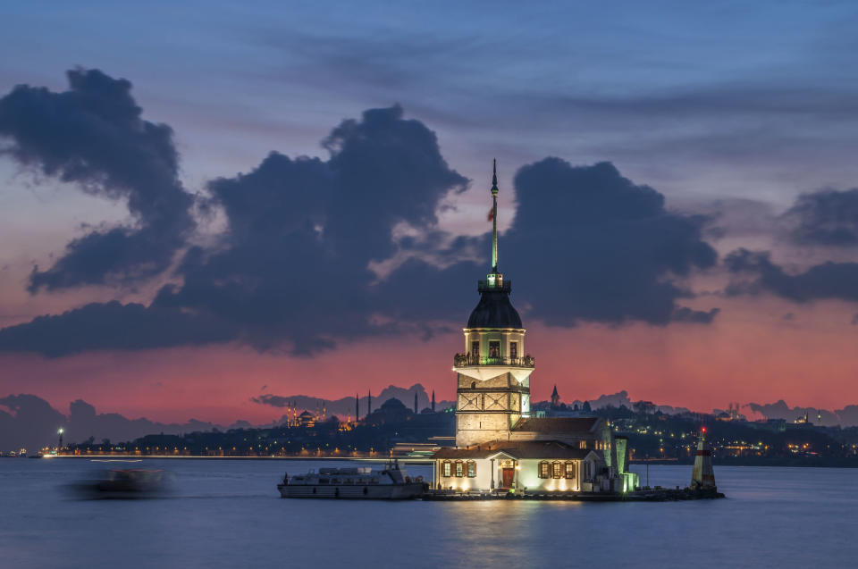 <p>Perched in the islet at the entrance to Istanbul (where Asia and Europe meet), this small tower has a 2,500-year-old history. Just as great as visiting it for its architectural history, though? Dining at the romantic restaurant inside with enchanting views of the water. The tower's website is only in Turkish, but if you have a translator or know the language yourself, <a rel="nofollow noopener" href="http://www.kizkulesi.com.tr" target="_blank" data-ylk="slk:make reservations here;elm:context_link;itc:0;sec:content-canvas" class="link ">make reservations here</a>. </p>