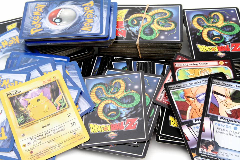 A collection of Pokemon cards, illustrating a story on Pokemon card scams. 