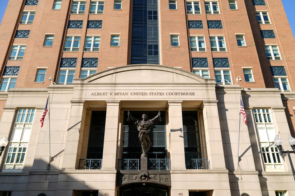 The U.S. District Court for the Eastern District of Virginia is seen Monday, Sept. 9, 2024, in Alexandria, Va. (AP Photo/Stephanie Scarbrough)