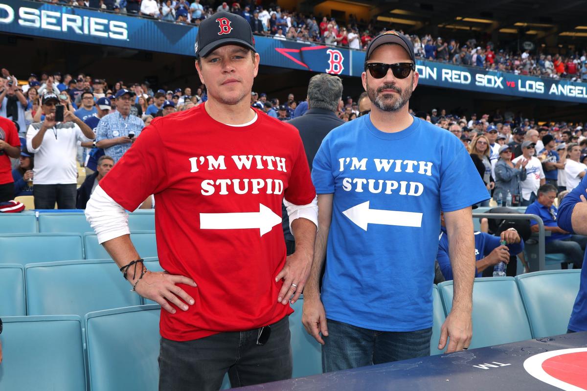 Jimmy Kimmel and Matt Damon wore 'I'm With Stupid' T-shirts to the World  Series