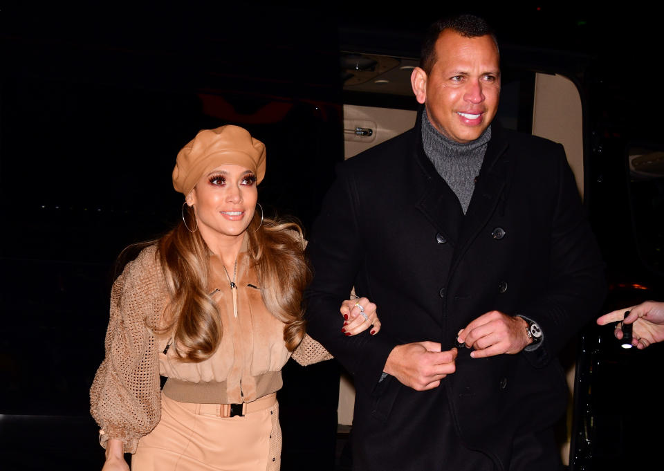 Jennifer Lopez and long-term love Alex Rodriguez in New York City. Source: Getty