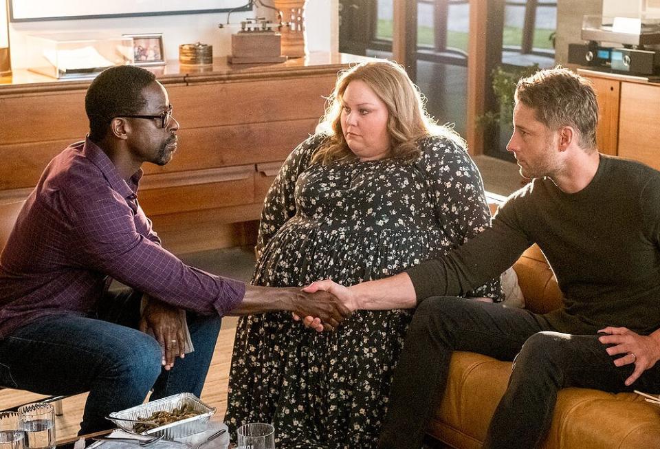 Sterling K. Brown as Randall, Chrissy Metz as Kate, Justin Hartley as Kevin in This Is Us