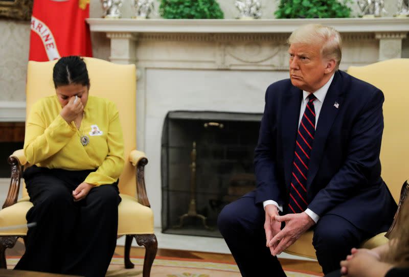 U.S. President Trump meets with Guillen family in the Oval Office at the White House in Washington