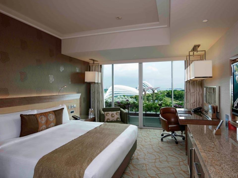 The resort's current deluxe king garden view room.