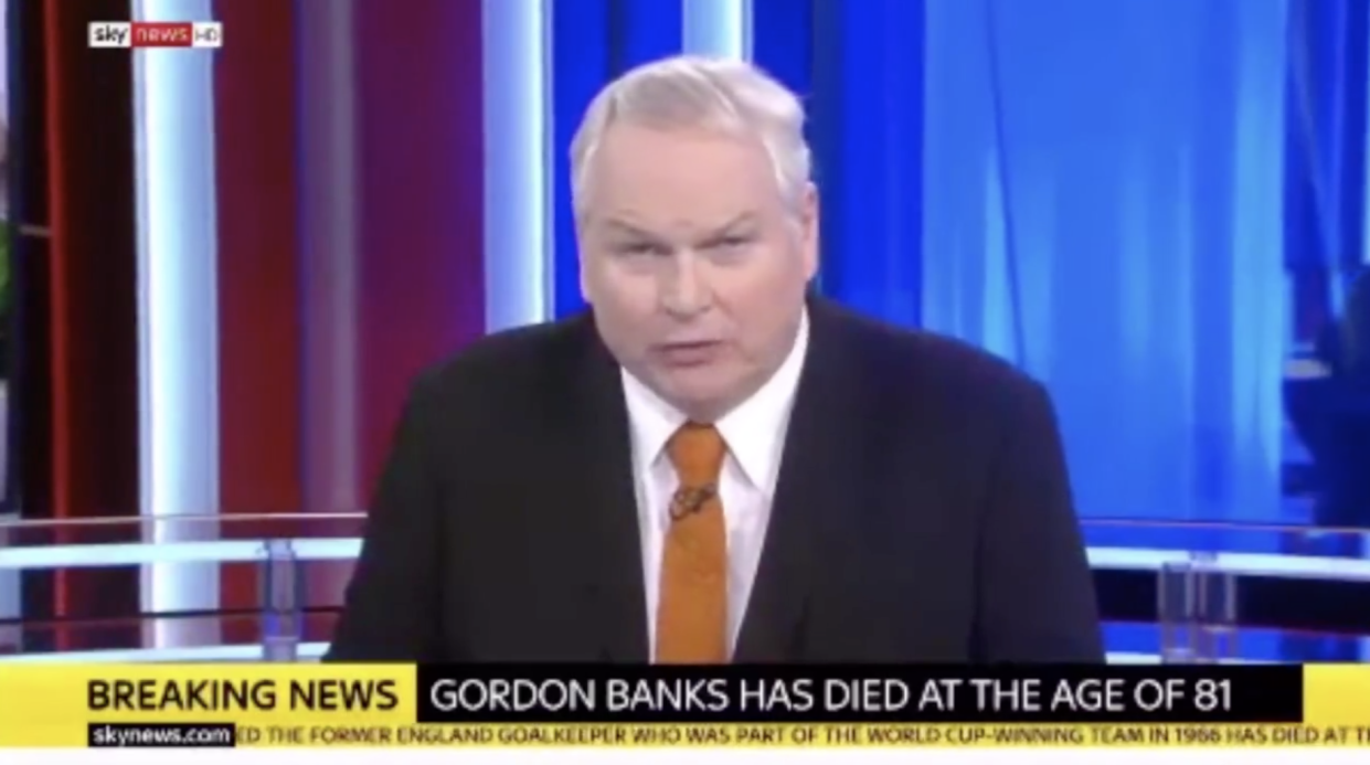 Sky News’ Adam Boulton accidentally announced that former Prime Minister Gordon Brown had died instead of World Cup-winning goalkeeper Gordon Banks